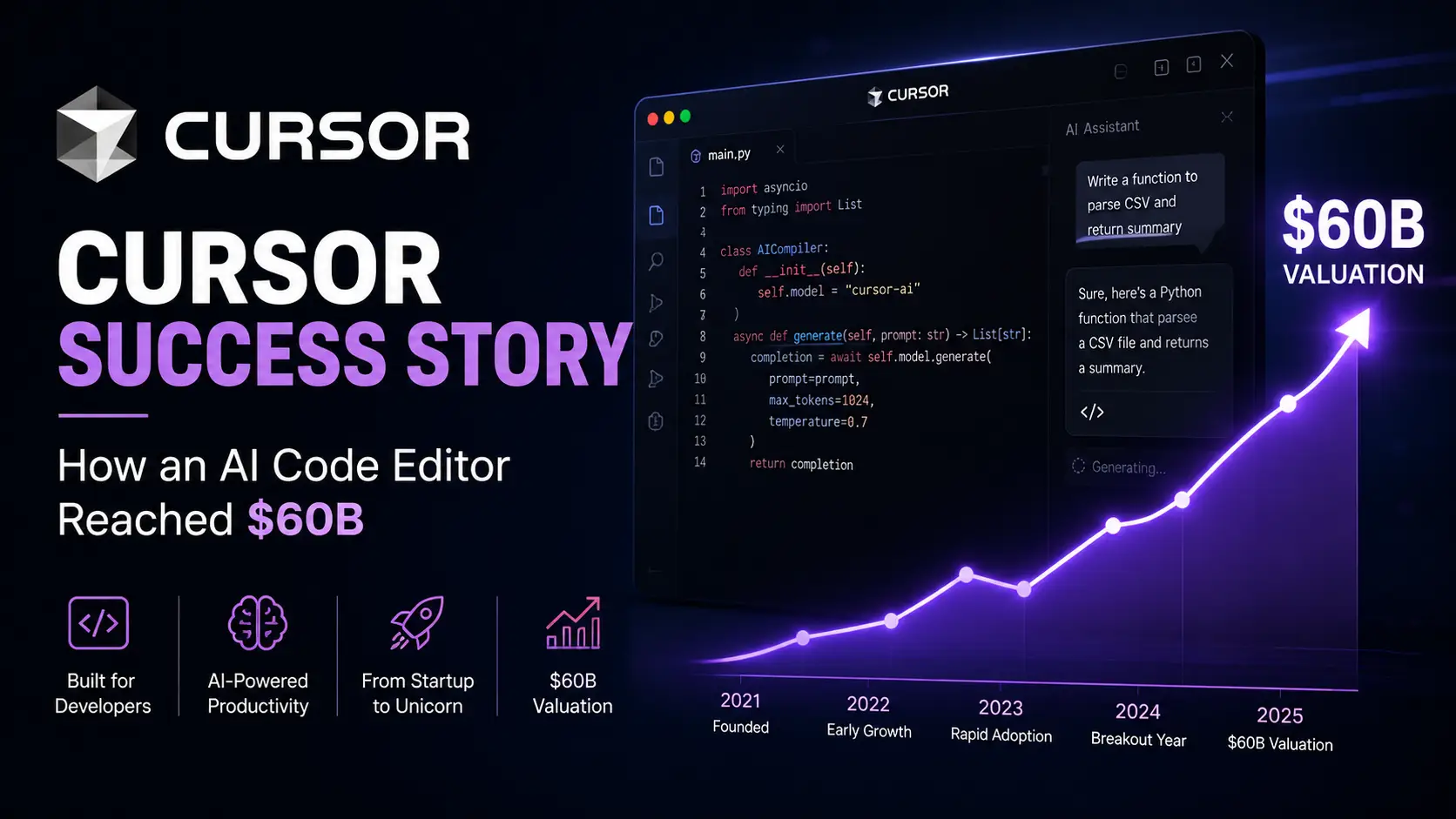 Cursor Success Story: How an AI Code Editor Reached $60B