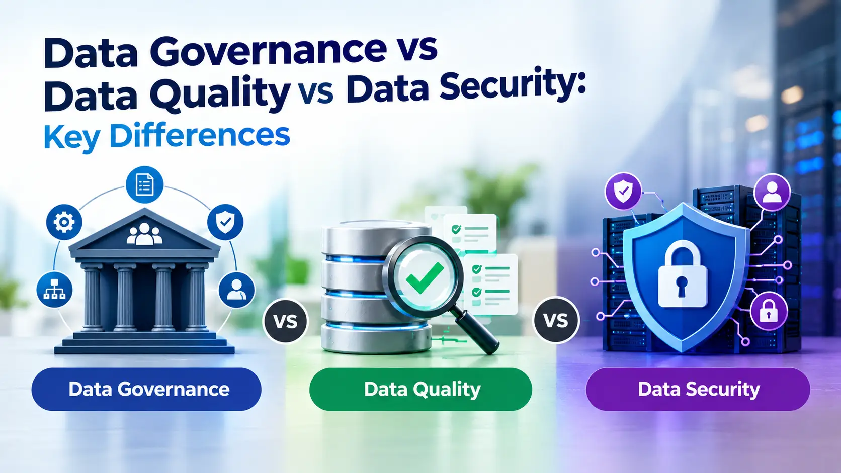 Data Governance vs Data Quality vs Data Security: Key Differences